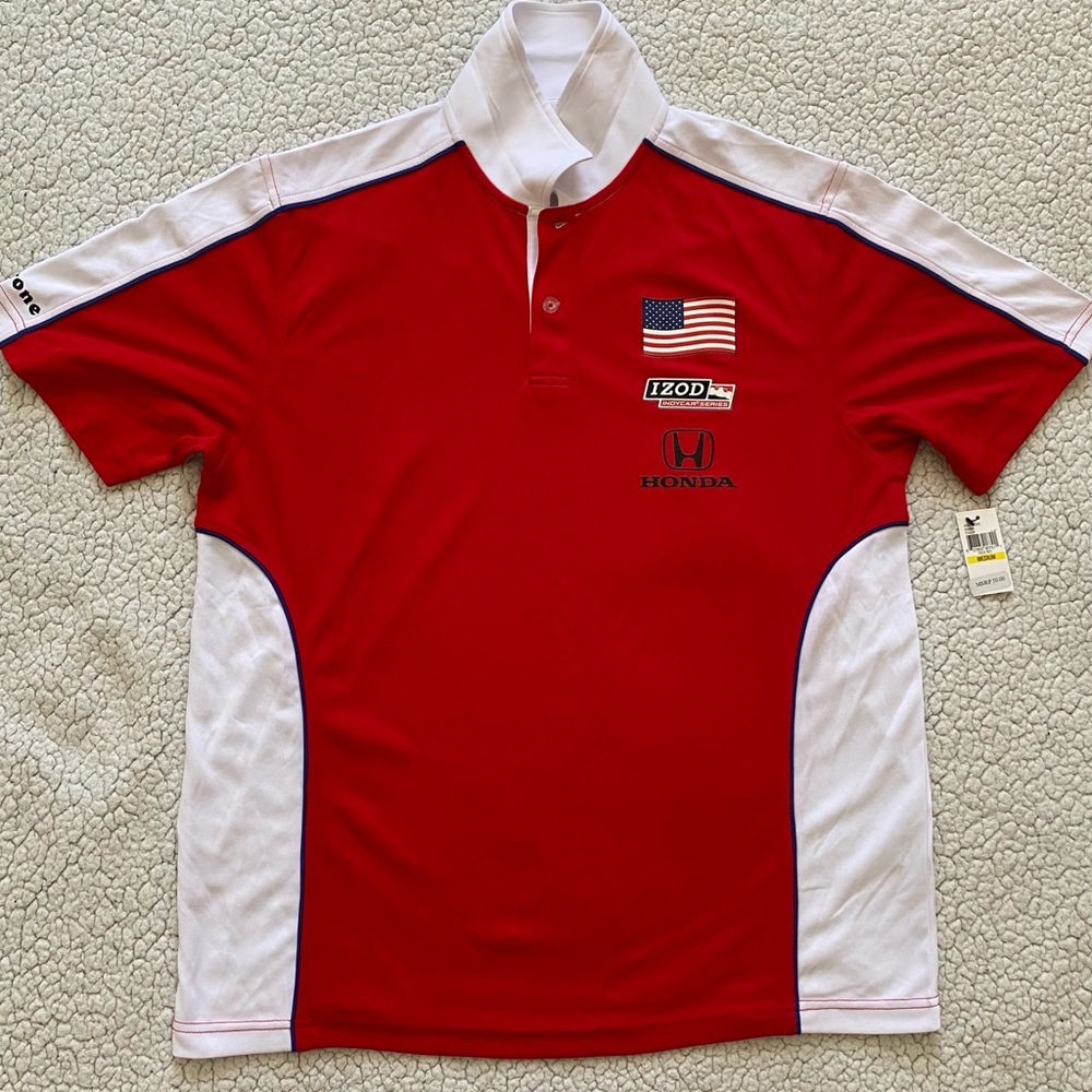 Men’s M IZOD Perform X Track Racing Red Polo Shirt